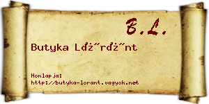 Butyka Lóránt névjegykártya